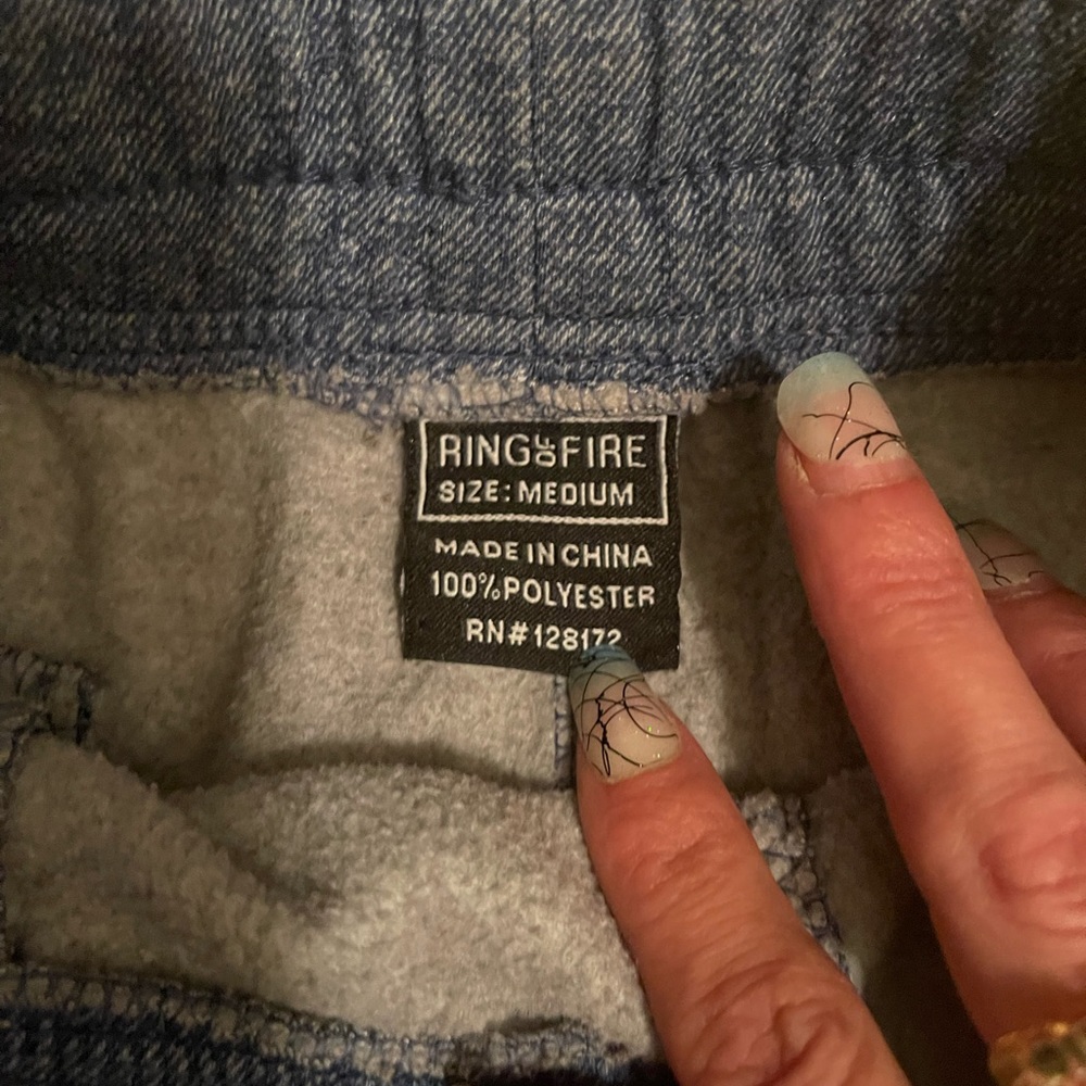 Ring Of Fire Mens Navy Blue Gray Drawstring Athletic Shorts Medium - Picture 7 of 8